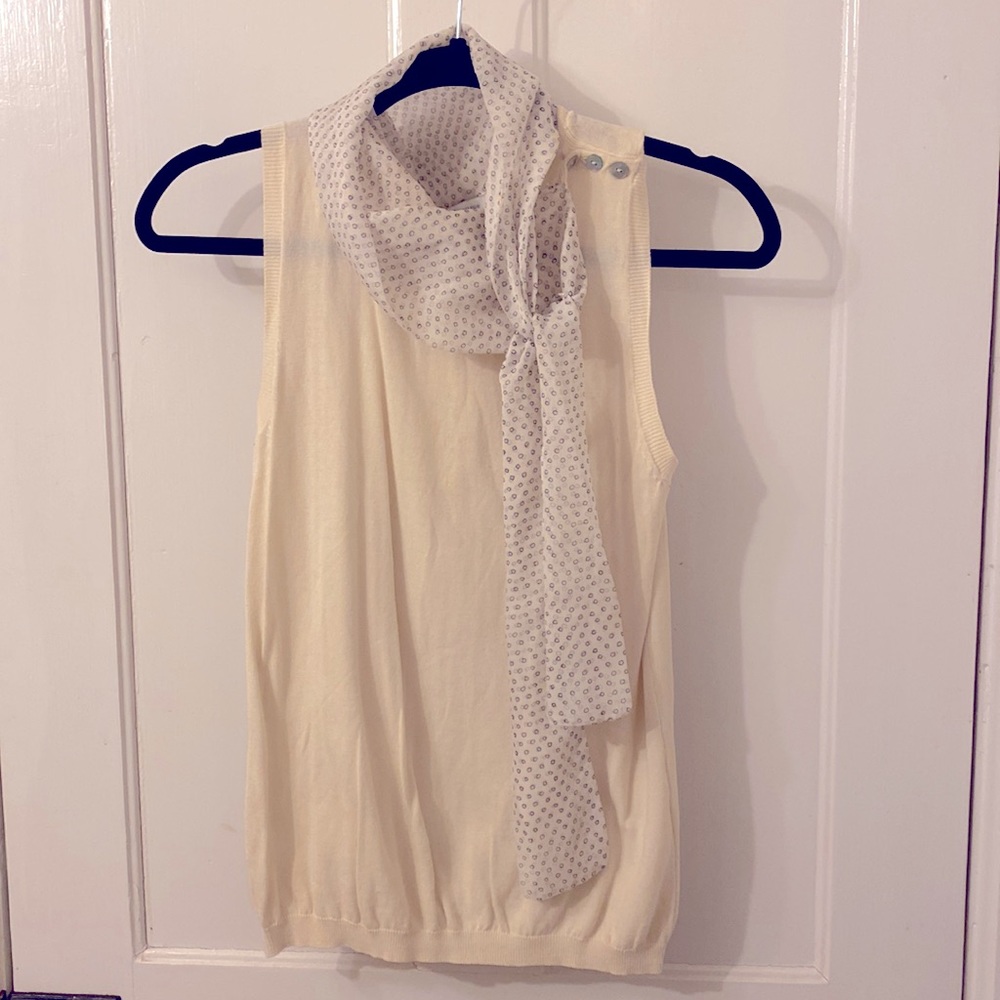 Mango Beige top w/ attached neck-tie